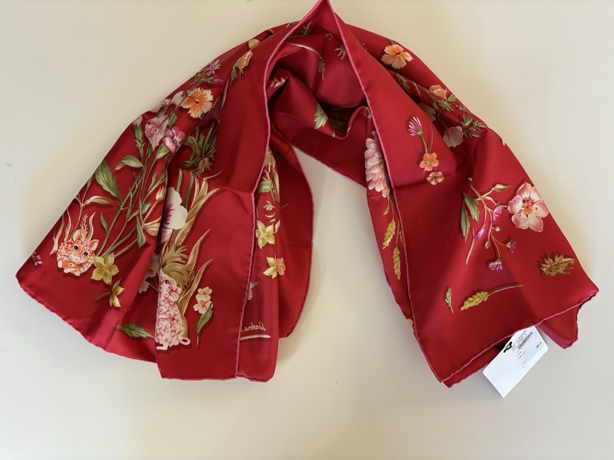 100% Authentic Silk Ferragamo Scarves -red mouse(Chinese New Year
