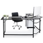 66" L-Shaped Computer Desk Large Workstation with Round Corner Pc Stand Modern