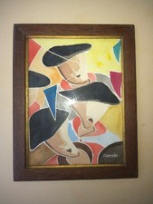 aquarelle ancienne chanteur du Pays Basque aux fêtes de Bayonne signé Ronald 