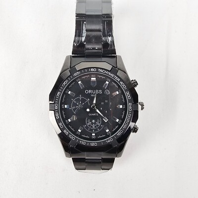 ORUSS 1853 Luxus Edelstahl Uhr Stil mit Datum schwarzes Metallarmband