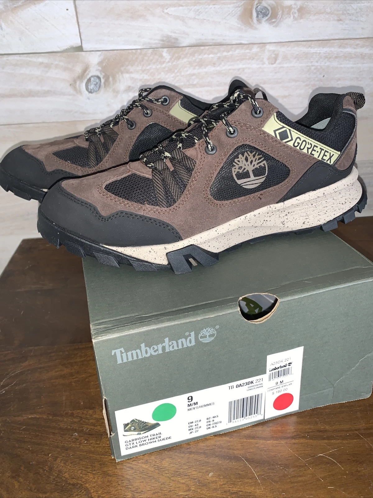 NIB TIMBERLAND GARRISON LOW GORE-TEX Men's Brown Waterproof Trail, Hiker Boots