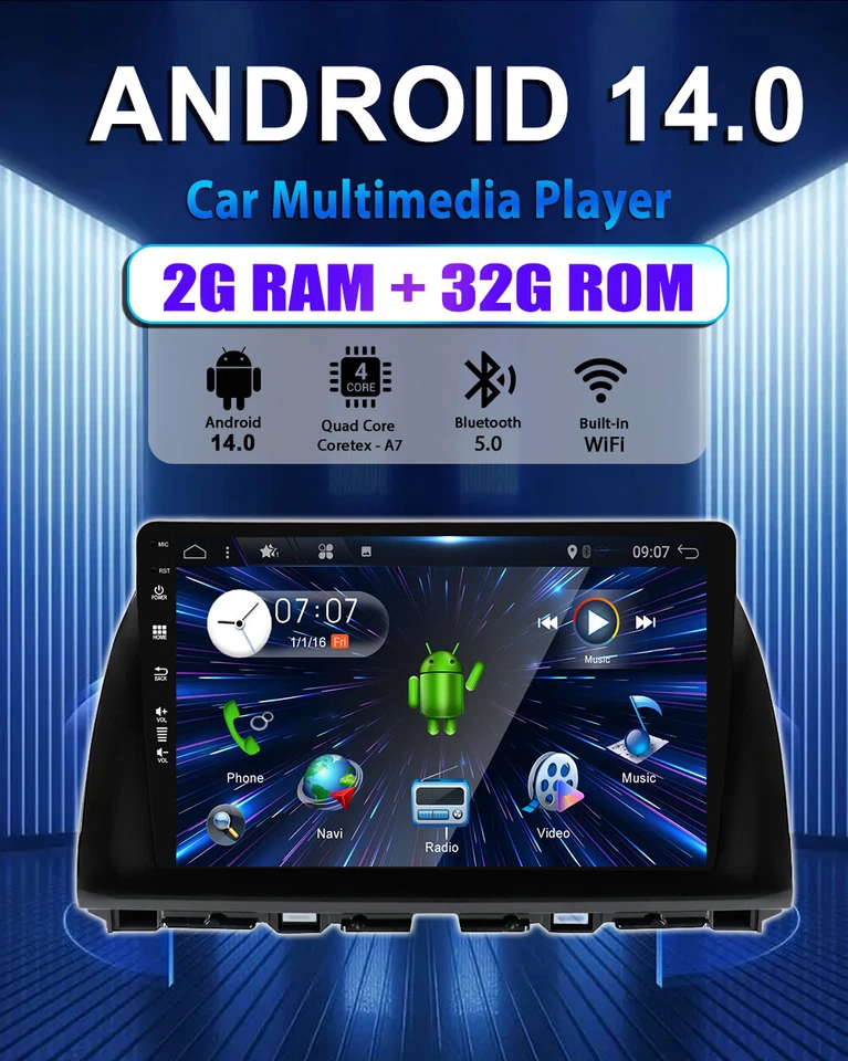 10.1" Für Mazda CX5 CX-5 2012-2016 Autoradio Navigation Android 14 GPS RDS 32GB - Bild 3 von 4