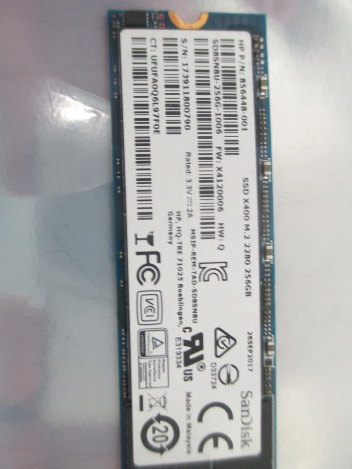 SanDisk SSD X400 M.2 2280 256Gb Model SD8SN8U-256G-1006 HP 856448-001 - Image 2 of 4