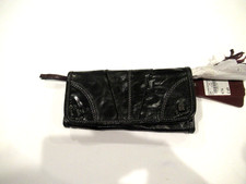 Oushka black leather wallet, NWT, 12 card slots