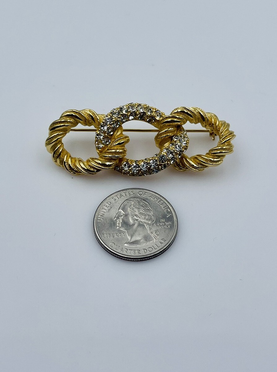 Christian Dior Vintage Gold Plated Clear Rhinestone