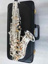 SC-9937 Curved Neck Soprano Saxophone B Flat Silver Plated Sax With Mouthpiece