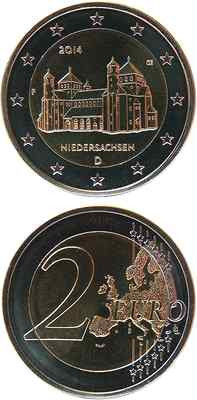 DEUTSCHLAND/GERMANY   2 Euro 2014 (F) UNC 'Niedersachsen/St. Michaeliskirche'