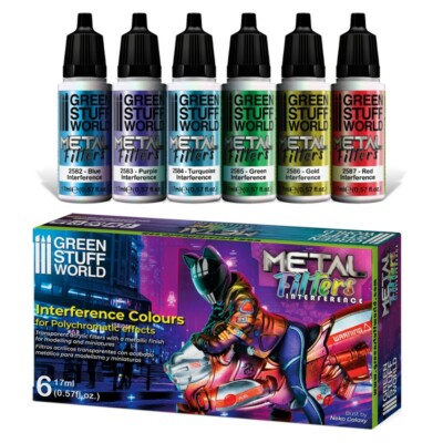 Green Stuff World Metal Filters Interference Acrylic Model Paint Set - 6 Paints