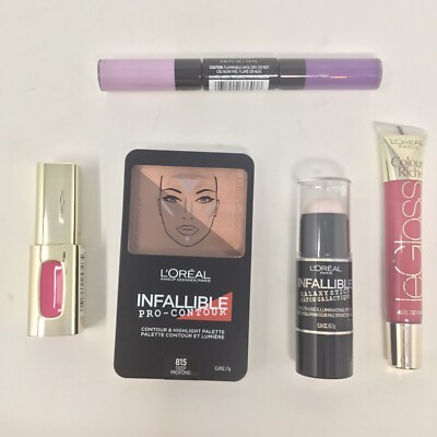 L'oreal 5 Pc Le Gloss Colour Riche Lip Pink Eye Shadow Paint Highlight Stick A5