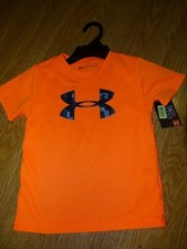 Under Armour Orange Short Sleeve Shirt Boys Size 4 Logo NWT Easter Spring