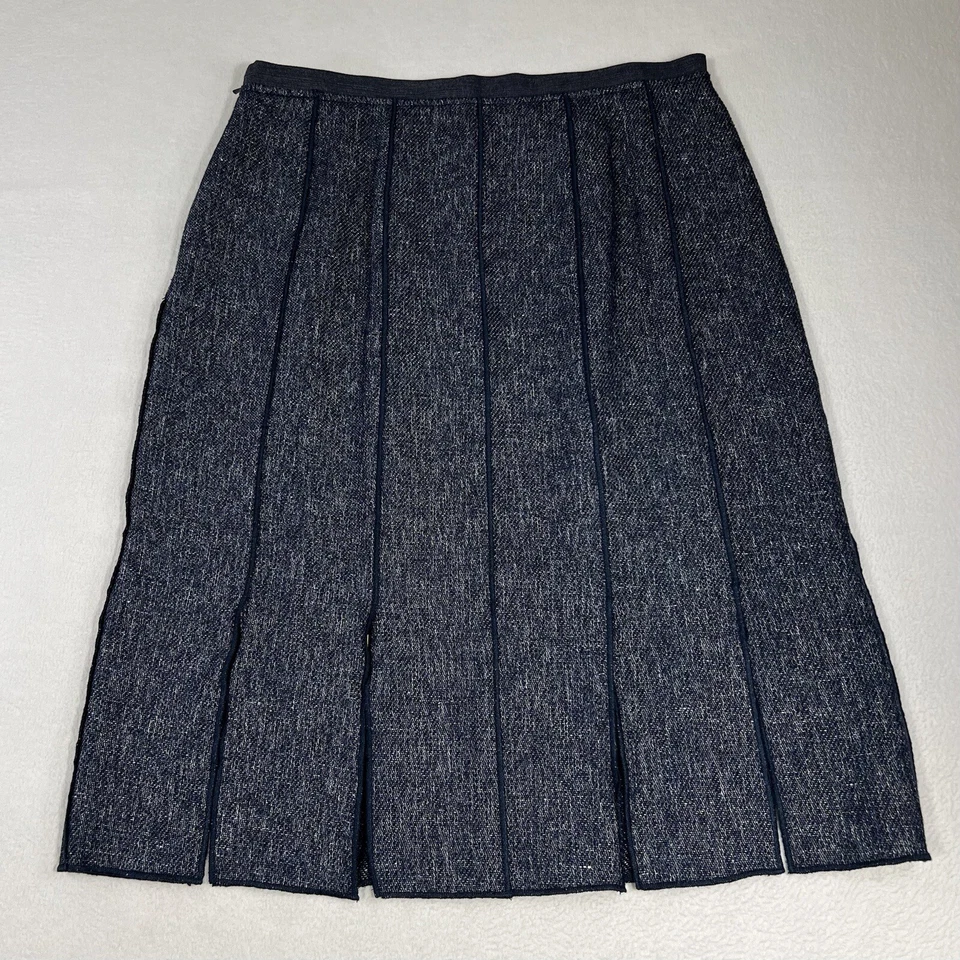 Worth New York Skirt Women's 6 Midi Blue A-line Slit Hem Lined Career Office - Image 3 of 4