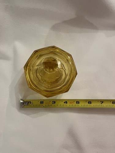 Rare VNTG Small 3” Hazal Atlas Style Amber Glass Octagon Lidded Candy Dish FRSHP - Picture 9 of 9