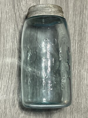 Antique Mason Jar M5  Mason s Patent Nov 30th 1858  1/2 tall Letters