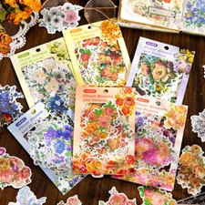 Flowers Bloom Paper Stickers Journal Album Card Collage Diy Scrapbooking Crafts