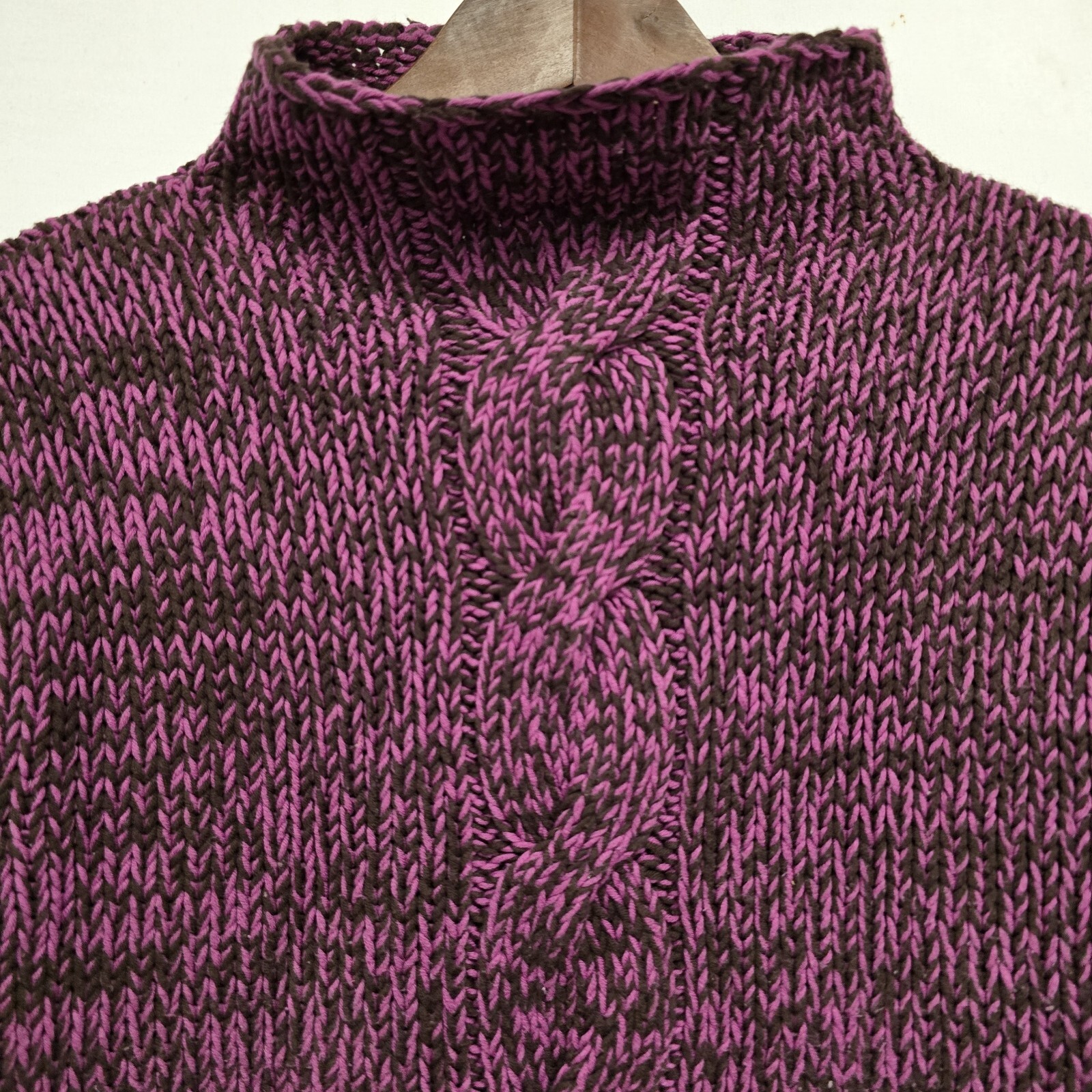 MODA International Mock Neck Bell Sleeve Womens Sweater Marled Purple L Cotton image 4