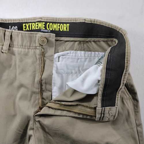 Lee EXTREME MOTION Straight Fit Beige Khaki Pants Mens Size Actual 34x33 - Picture 4 of 7