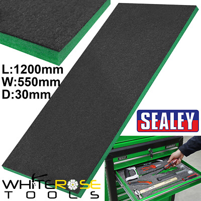 Sealey Easy Peel Shadow Foam grün schwarz 1200 x 550 x 30 mm Werkzeugkoffer Ablage Einsatz