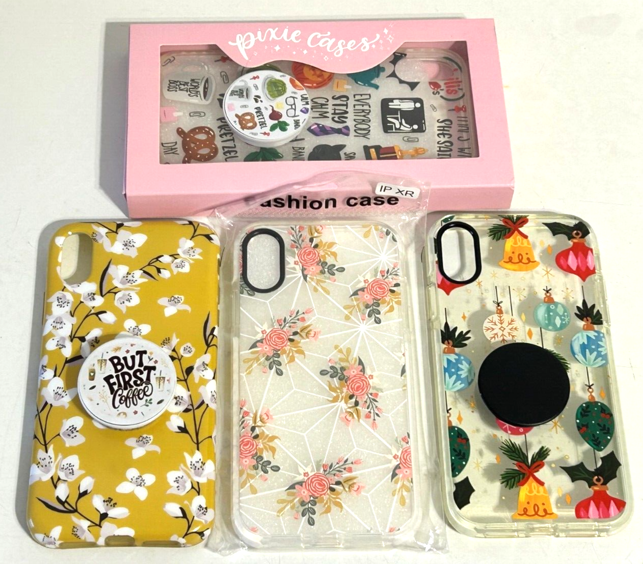 iPhone XR Case with Card Holders - The Office Christmas Floral Design - Set of 4 - A2 Model  -image