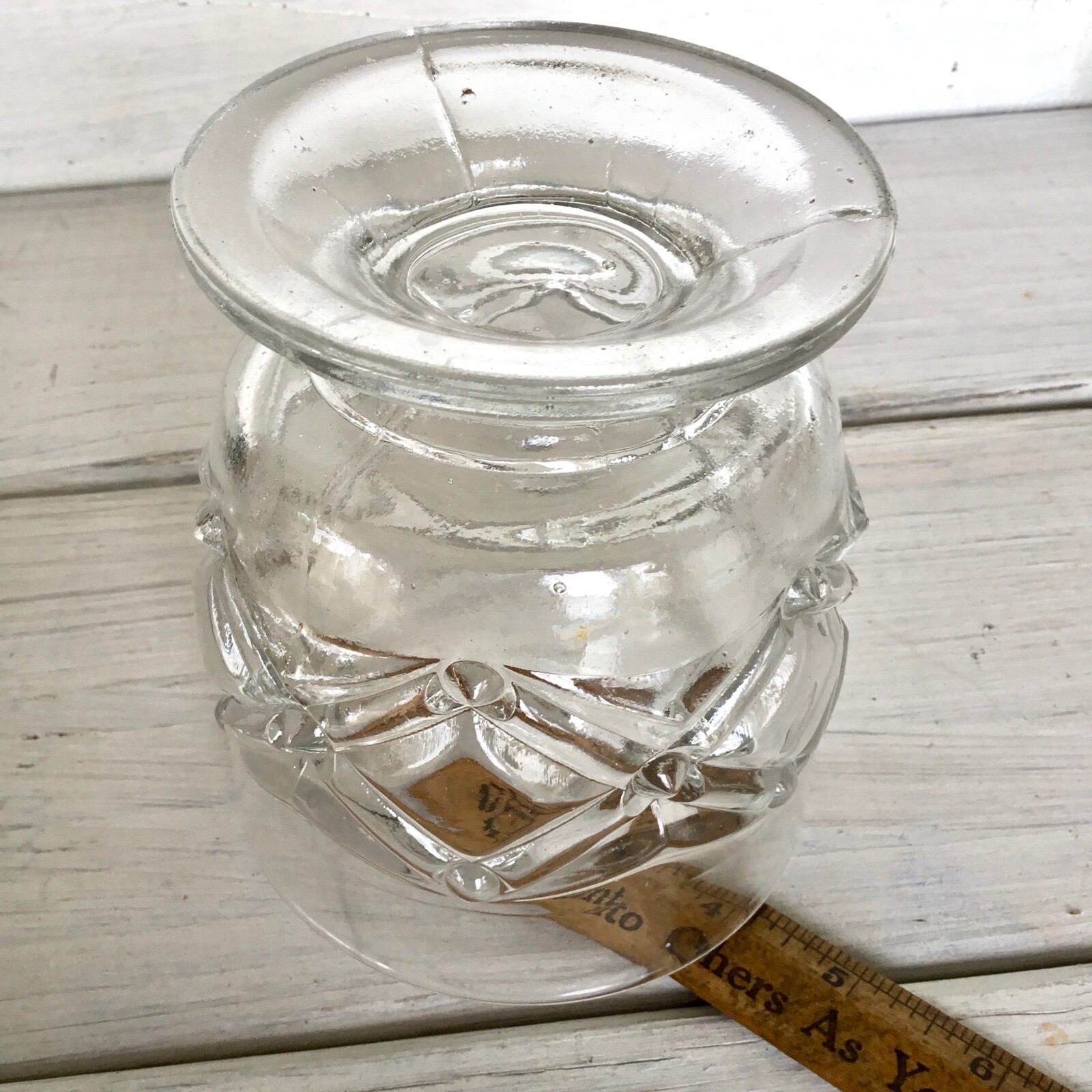 Antique Pressed SPOON HOLDER Glass Spooner Error Lopsided Three Mold eBay