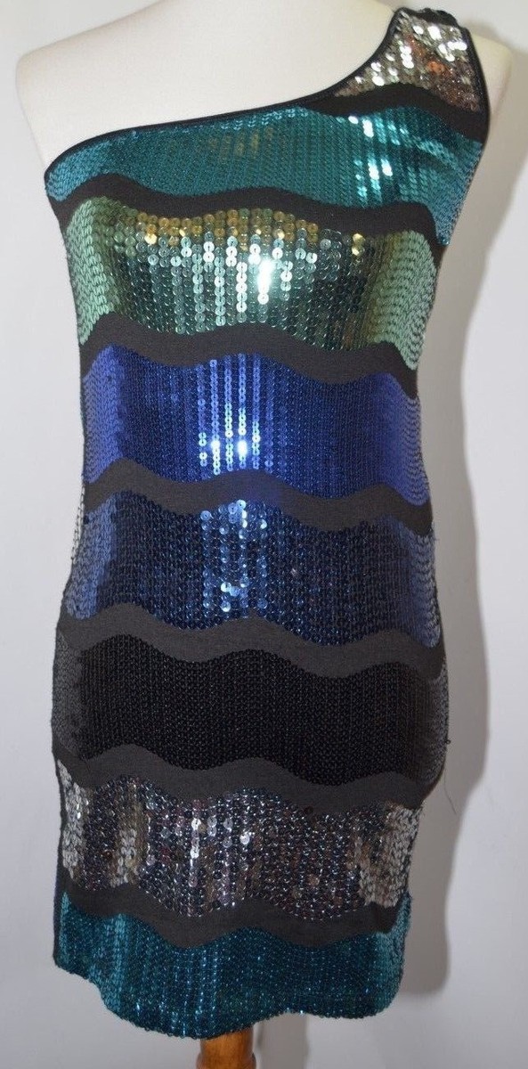 forever 21 blue sequin dress EUC Multi Colored New Year Holiday Party Dress Size M 4% spandex