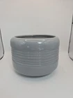 Vtg Haeger USA Gray Ceramic Planter Pot MCM Round Ribbed Side 5.25 H X 7.25 In W