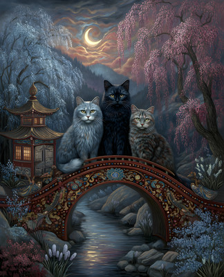 8x10 Two Cats On Bridge Art Print Wall Decor - 506819134