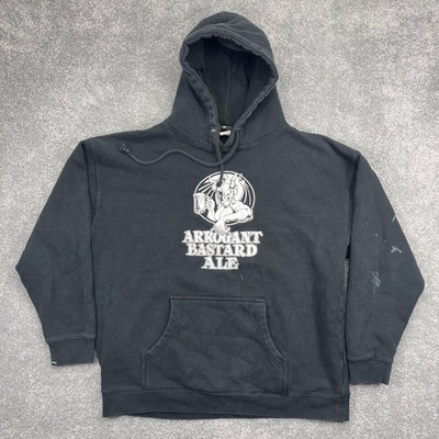 #ad Stone Brewing Arrogant Bastard Ale Hoodie Black Graphic Pullover Mens XL $29.99