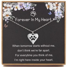 Dog Memorial Gifts for Loss of Dog, Paw Necklace for Women Cat Memorial Nec...