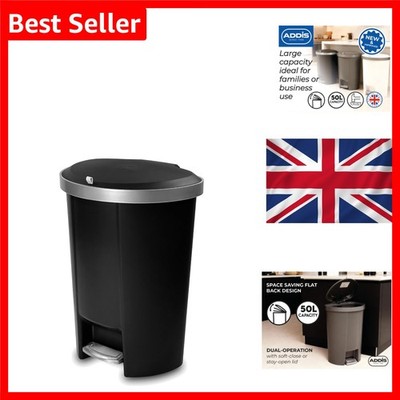 Mode 50 Liter Küche Treteimer schwarz halbrund Soft-Close Stay-Open Deckel