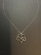 18  INFINITY HEART Eternal Love Sign Pendant Necklace Silver Stainless Steel