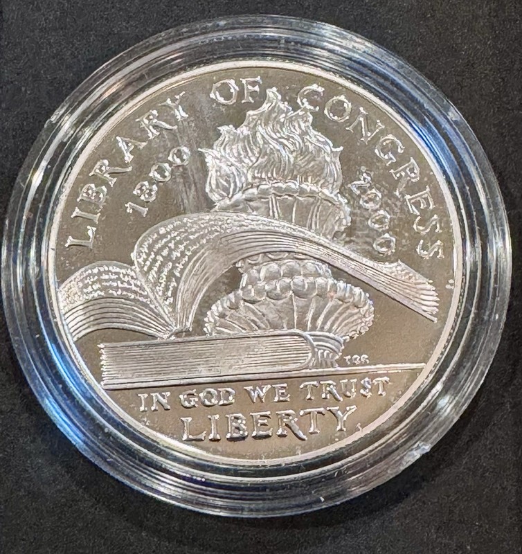 2000-P Library of Congress 90% Proof Silver $1 Dollar Capsuled  US Mint
