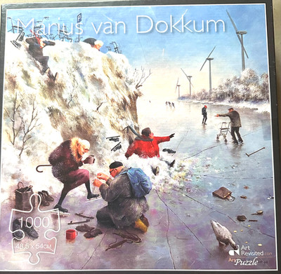 A turn on the Ice HTF COMP 1000 pc Puzzle Older Gentlemen Having Fun on the Ice
