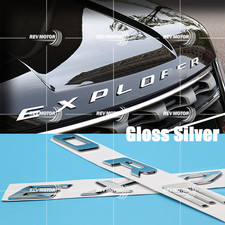 3D For 2011-2024 Explorer Front Hood Letters Emblem Gloss Silver Sport Modified