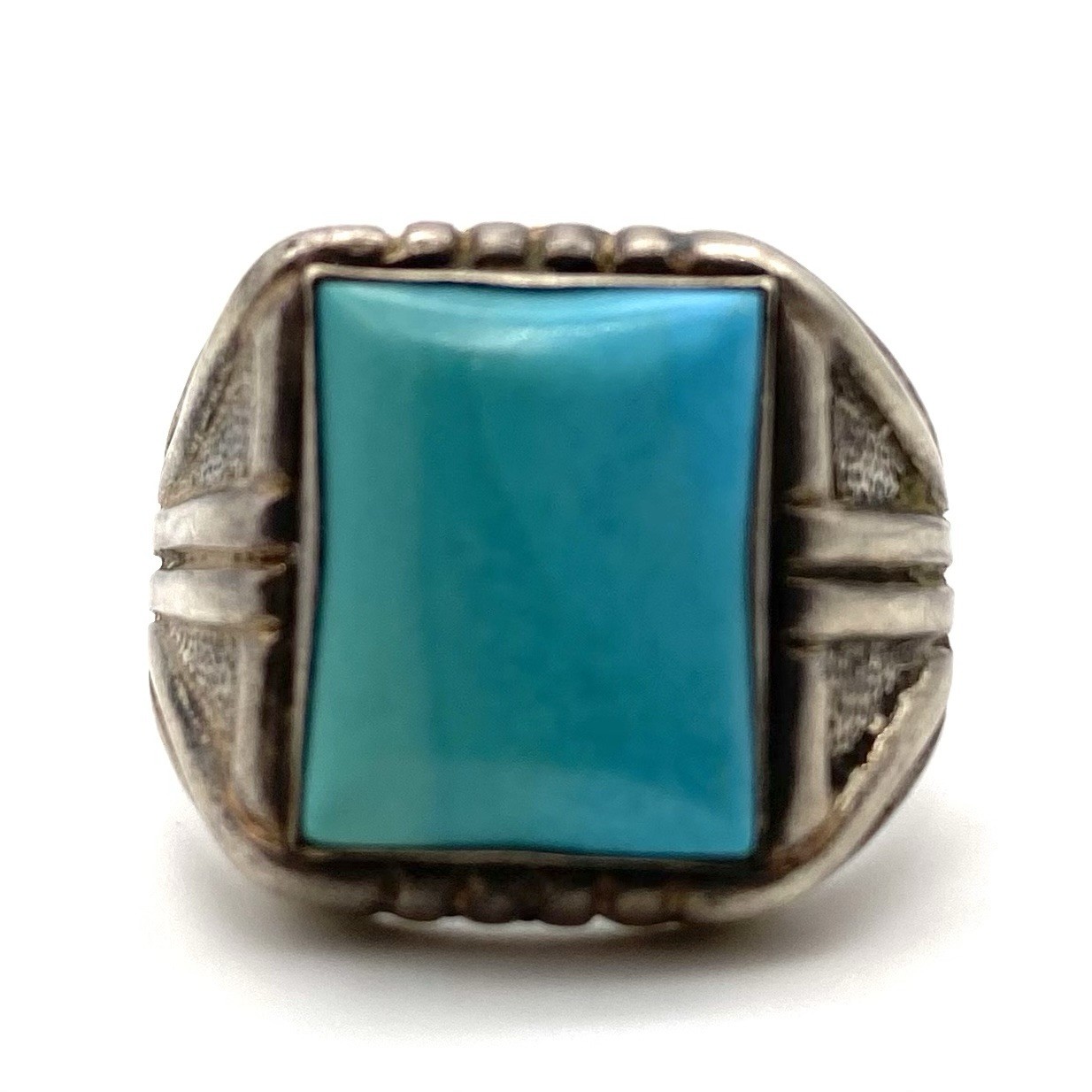 Pacific Jewelry Company 14 Grams Sterling Silver Turquoise Signed Vintage Ring.