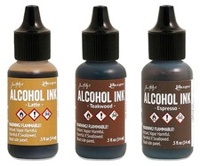 Ranger, Tim Holtz, Alcohol Ink, 3 Inks, Latte, Teakwood, Espresso Brown