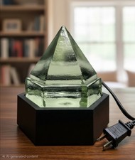 Vintage Ship's Deck Prism Light Green Glass Nautical Pyramid Boat Paperweight7"