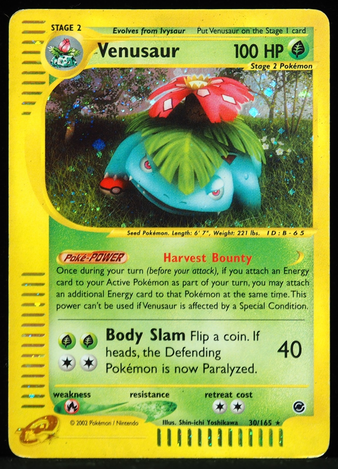 Venusaur #30/165 Expedition Base Set Swirl Scratches on Back MP/LP Pokemon Card
