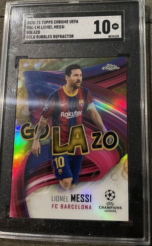 2020-21 Topps Chrome UCL - Golazo Lionel Messi #GOL-LM Gold Bubbles Refractor