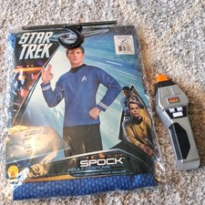 Rubies Classic Star Trek Deluxe Spock Men's L Costume Shirt w/Phaser Guy Toy VTG