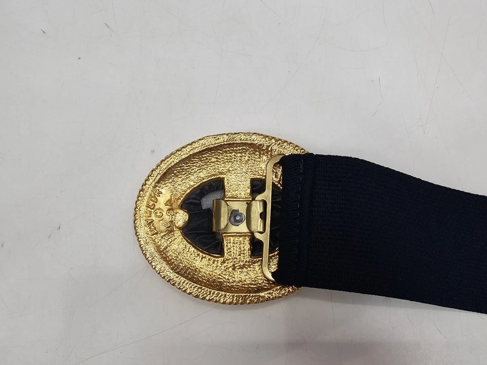 Day Lor Stretchy Navy Belt. Gold-toned Buckle. Hidden closure 30 Inch VTG 80's - Image 3 of 4