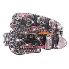 Rhinestone Skull Belt Skull Studded Belt Men Women Bling Punk Belts Y2k Rhine...