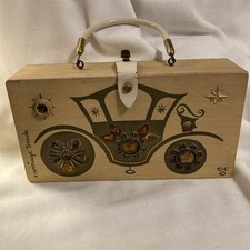 Vintage 1960s Enid Collins Of Texas Box Bag Purse Wooden Carriage Trade
