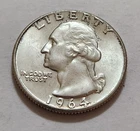 1964 Washington Quarter • AU Slider Look 90% Silver • Strong Detail NMM  X61