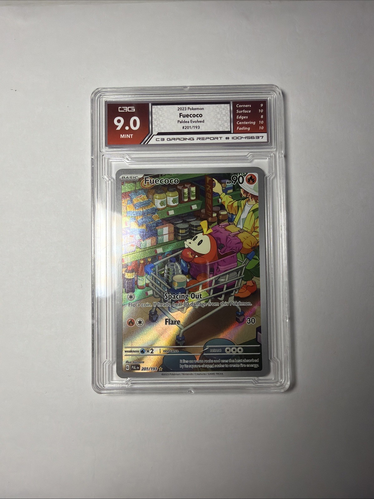 2023 Pokemon Paldea Evolved Fuecoco Illustration Rare #201, PSA Mint 9
