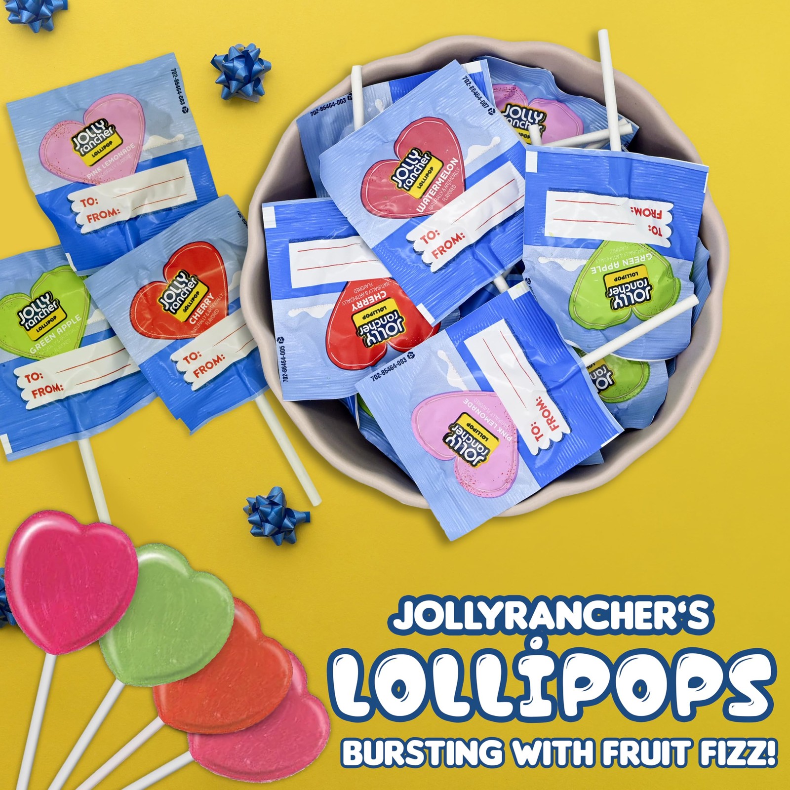 Jolly Ranchers Heart Lollipops – 40 Count Bag – Bulk Valentine Candy, Assorte...