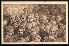 Tarjeta de donación postal de artista para protección de bebés y niños...