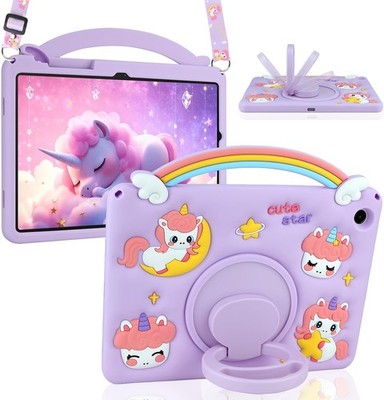 Case for Samsung Galaxy Tab A9 Plus - Cute Unicorn, Rotatable Kickstand, Shockpr