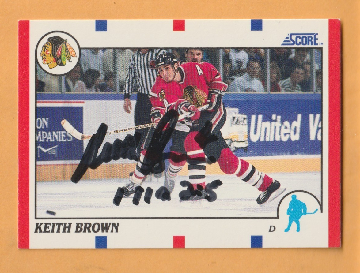 Keith Brown Chicago Blackhawks AUTO Signed 1990-91 Score