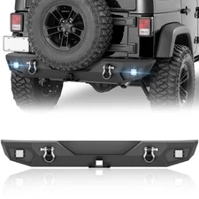 Rear Bumper W/ 2× D-Rings & 2" Hitch Receiver For 2007-2018 Jeep Wrangler JK JKU