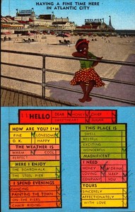 Postcard Little Black Girl On Greetings  Card  Boardwalk  Atlantic City NJ  1950
